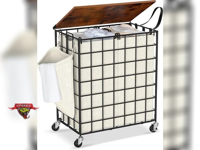 Lot 7-134972 - Dxiguso Sorter Laundry Basket with (2) Sections and Wheels. (22"L x 13"W x 26.4"H)