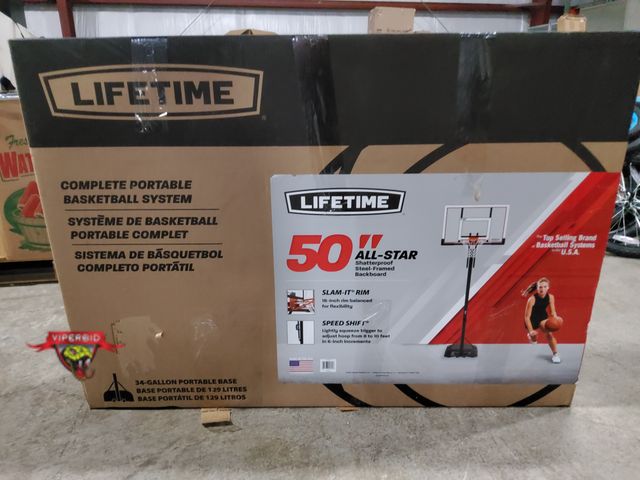Lot 7-131898 - Retail value $399! Lifetime 50" All-Star portable basketball set with slam-it rim and speed shift. M...