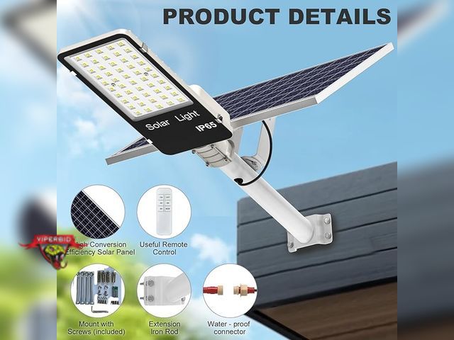 Lot 7-130070 - Thbregh 1000W Solar panel light with remote.