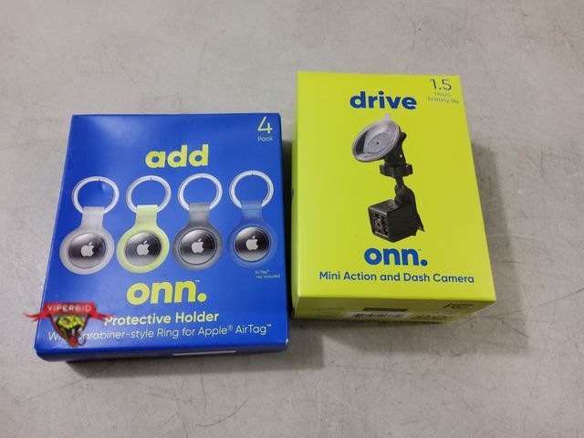 Lot 7-132527 - ONN Mini Action and Dash Camera with Windshield Mount and 4 Pack of Add onn protective holder with c...