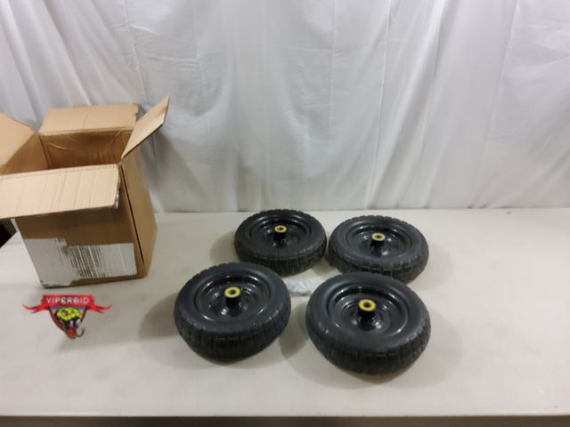 Lot 7-123328 - New! Set of 4 - Flat free tires. 10 X 3".