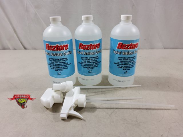 Lot 7-133025 - New! (3) Reztore 32 oz. Toical antistat coating with spray nozzles.