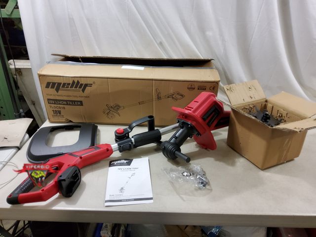 Lot 7-132673 - 18V Lithium battery not included. Mellif 18V LI-ION Tiller. Model TLDCB18.