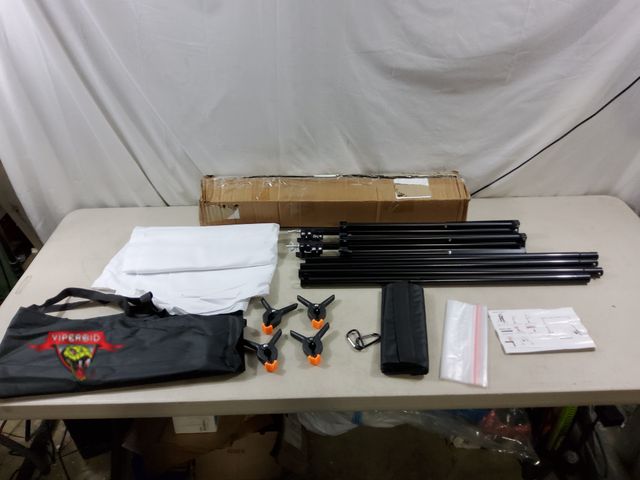 Lot 7-134332 - 10 ft. X 7 ft. Photo backdrop stand with sheet.