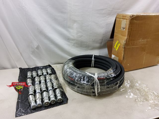 Lot 7-131166 - Retail value $299! New! Huayo 50 Ft 3/4 inch Hydraulic Hose with 20PCS 3/4" JIC 37° Female &amp; NPT...