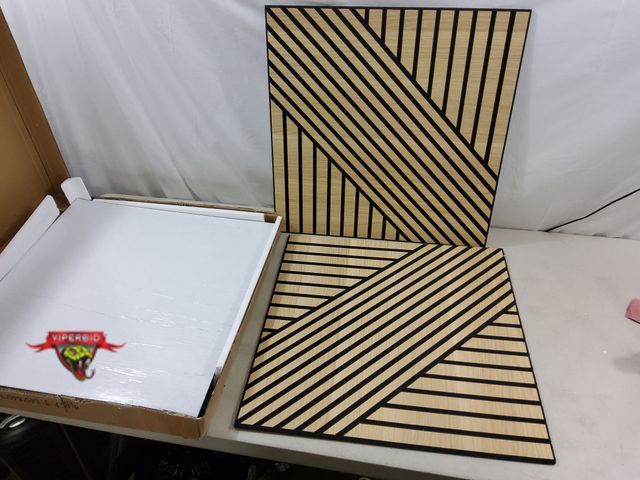 Lot 7-130348 - New! (8) Woven Sound artisan wood veneer wall panels with adhesive back. 23-5/8".