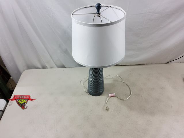Lot 7-130835 - 26"H Table lamp with usb port and fabric shade. Tested. Note: Shade a tad bit dirty in spots.