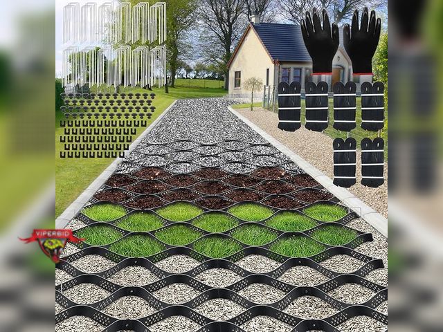 Lot 7-130682 - Retail value $300. Gravel Grid 100 x 4 FT, 2'' Depth Geo HDPE Grid.