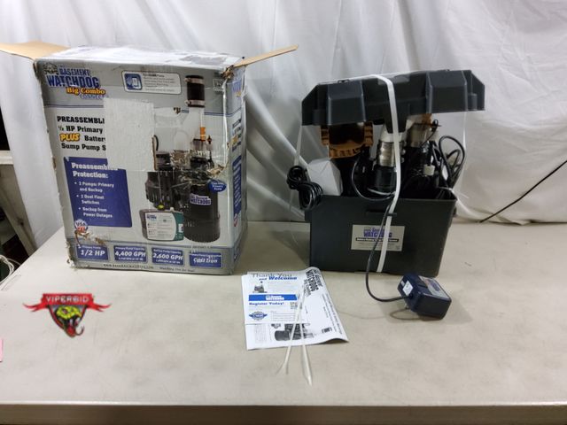Lot 7-132899 - Retail $300! The Basement Watch Dog 1/2hp Primary plus Battery Backup Sump Pump System. Unstested