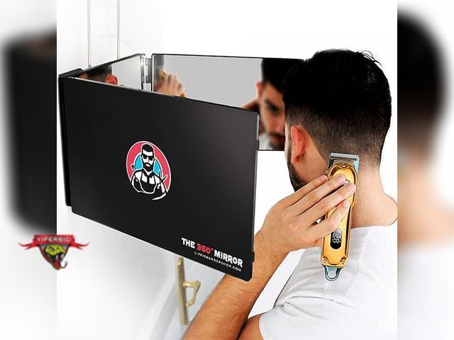 Lot 7-130550 - The 360 Mirror - 3 Way Mirror for Self Hair Cutting - Adjustable Trifold Barber Miror to Cut Your Ow...