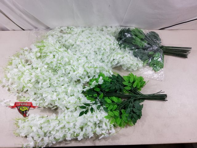 Lot 7-134121 - New! (50) Artificial Wisteria vine / hanging garland stems.  Overall length: 40".