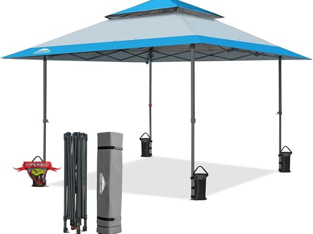 Lot 7-134039 - Retail $185! EAGLE PEAK 13x13 Straight Leg Pop Up Canopy Tent with Carrying Case with Wheels and (4)...
