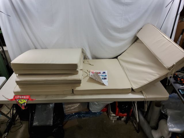Lot 7-134487 - (2) Outdoor weatherproof lounge cushions. 26"W X approx. 80"L (Overall). Used.