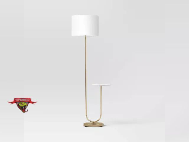 Lot 7-132881 - 60"x20.5" Floor Lamp with Marble Accent Table.