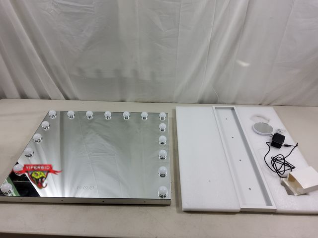 Lot 7-123405 - Led Hollywood led makeup mirror with stand. 23-1/2" X 19-5/8". Tested.