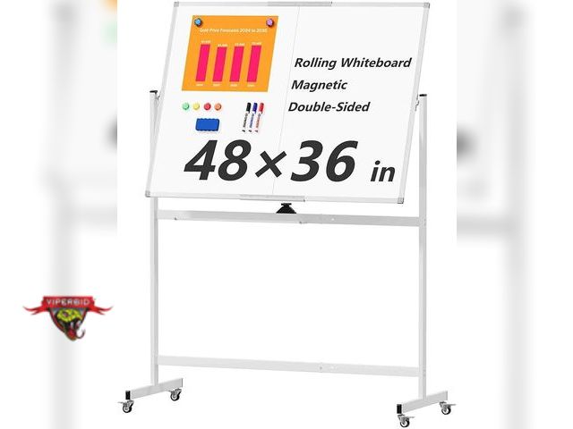 Lot 7-134585 - Neatsure Rolling 48" X 36" Whiteboard with stand and accessories.