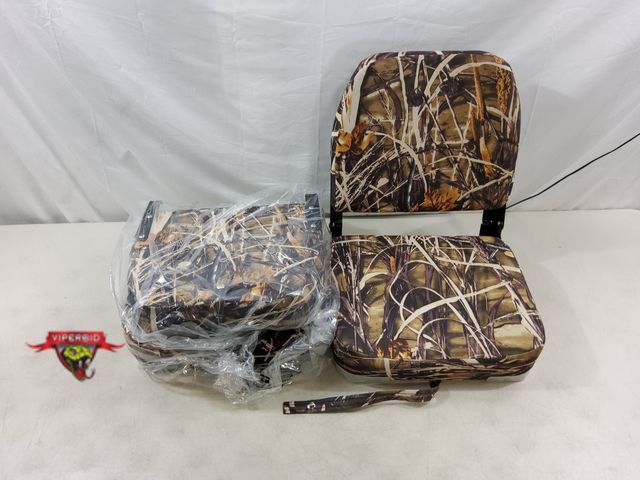 Lot 7-130906 - Set of 2 -Camo folding boat seats. Seat width: 16".