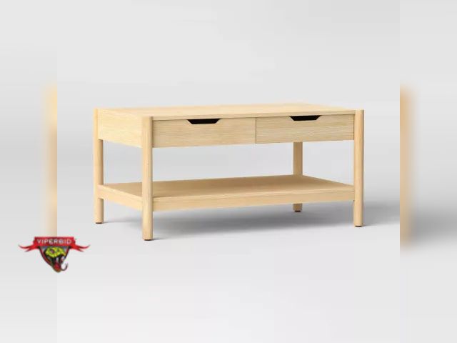 Lot 7-135811 - New in box! Retail value $117! Scandi Coffee Tables Table With Drawers Natural. 18.25in H x 36in W x...