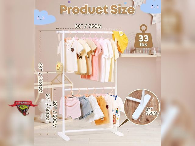 Lot 7-123552 - Relquorax Bamboo Kids Clothing Rack. 13.78"D x 29.53"W x 43.3"H