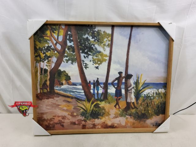 Lot 7-131846 - Retail value $60! 30" x 24" Village Waterfront by Boscoe Holder Framed Canvas board.