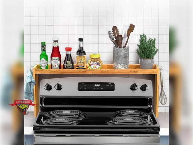 Lot 7-130426 - IIIOIIIA Bamboo Over the Stove Spice Shelf for Kitchen, 31.5".