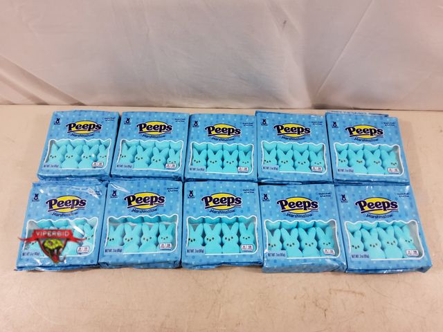 Lot 7-133582 - (10) Trays of 8 - Peeps Marshmallow bunnies. 3 oz. packages. Best by 3/2026.