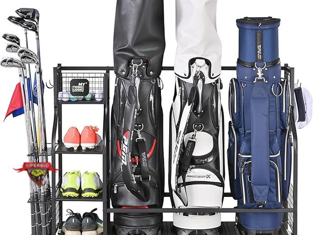 Lot 7-130487 - Retail value $179! Mythinglogic Rolling Golf Storage Garage Organizer. 51.6"(L)x16.7(W)"x36.6"(H).