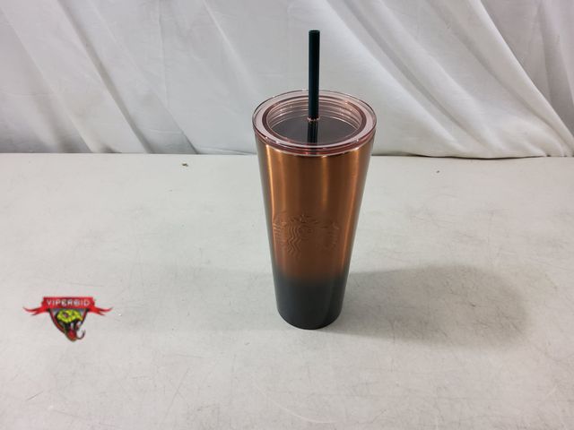 Lot 7-132449 - New! Starbucks The Siren Logo Stainless Steel 24 oz. Tumbler cup with straw.