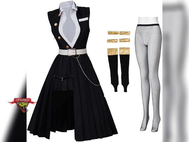 Lot 7-134135 - Retail value $40! Great for Halloween or cosplay! Black uniform style dress with accessories. Inspir...