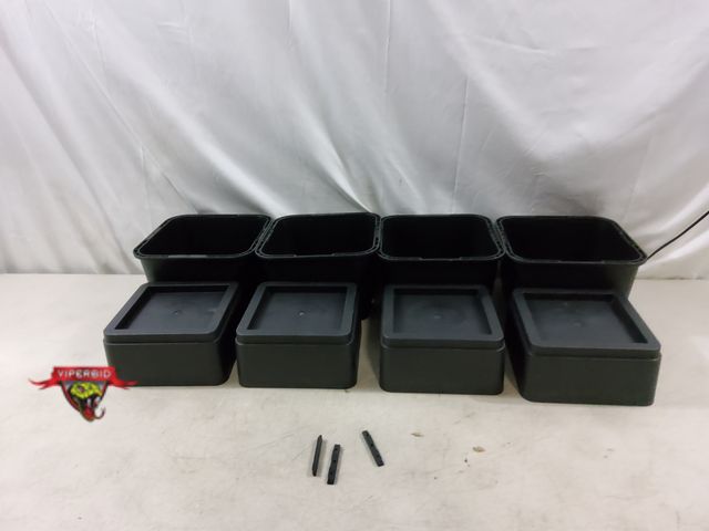 Lot 7-133308 - (8) Stackable plastic furniture rise. Includes (4) 5-3/4"H and (4) 3-5/8"H. Can be used for beds, so...