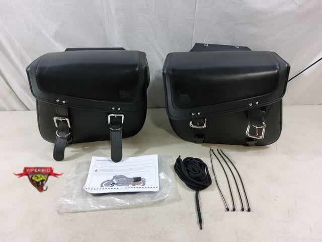 Lot 7-133570 - Kemimoto Motorcycle Saddlebags 30L Saddle Bags PU Leather. 13.8" X 6.3" X 10.1"H. #F1101-01201BK.