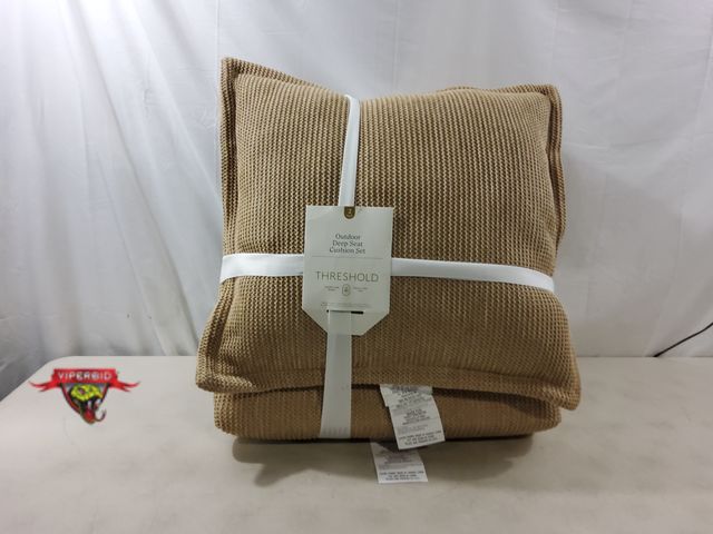 Lot 7-131429 - New! Outdoor deep seat cushion set. Pillow back 26"L X 24"W X 8"H. Seat cushion 24" X 22"W X 6-1/2"H...