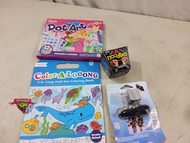 Lot 7-134236 - New! Schylling Nee Doh Noodlies, Make your own Dot art (1400+ dot stickers), Wheelies glow n go led ...