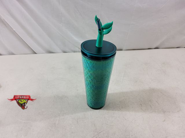 Lot 7-132996 - New! Starbucks. 24 oz. Mermaid scale tumbler with straw.