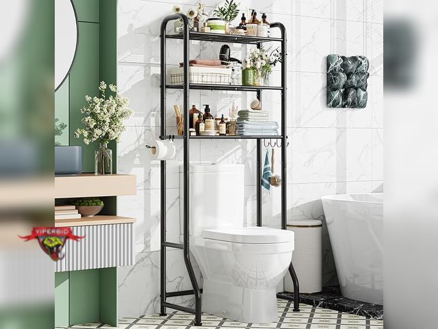 Lot 7-134108 - Simple Trending Over The Toilet Storage Rack, Metal 3 Tier Bathroom Organizer Shelf with Toilet Pape...