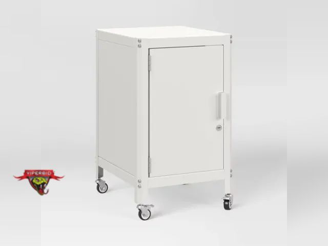 Lot 7-135801 - New in box. Rolling powder-Coated metal locker storage cabinet with key. 24"H X 16-1/4"W X 14-1/8"D.