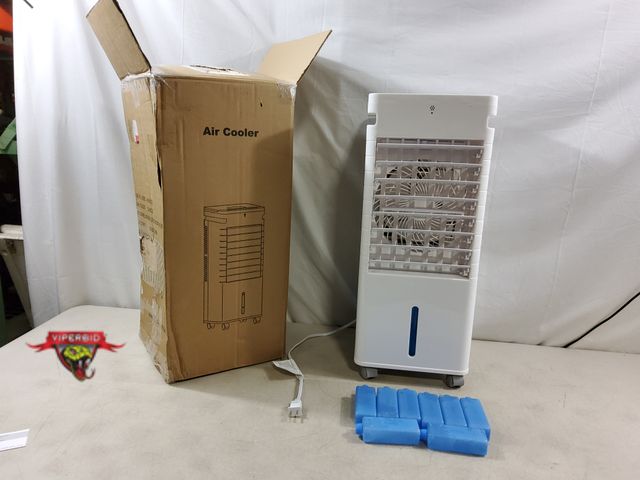 Lot 7-132952 - Mini Air Cooler with Remote. Includes (8) Ice Packs. Tested and works. (10" x 10" x 25")
