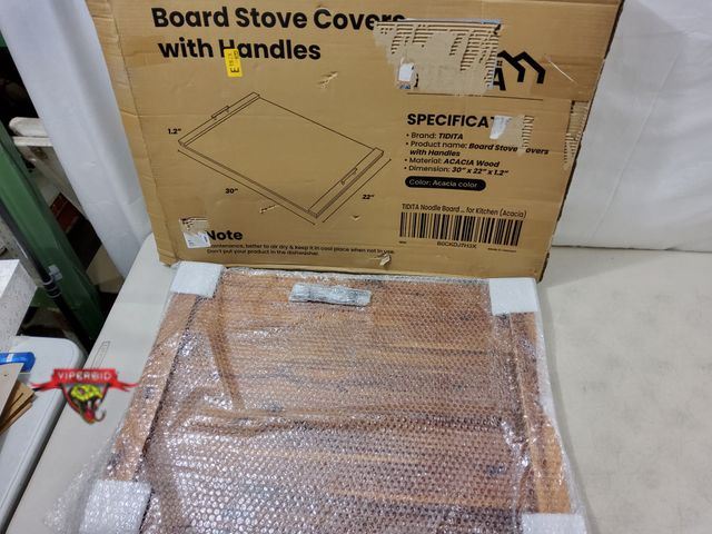 Lot 7-131252 - Acacia Wood Stove Cover with Handles (30" x 22" x 1.2")