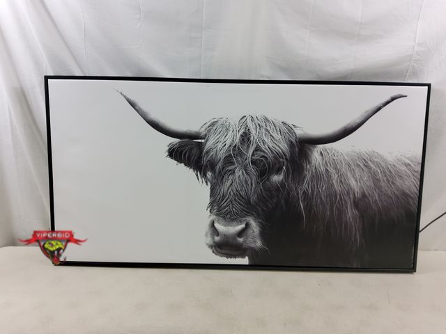 Lot 7-131426 - Framed canvas Highland Cow Canvas art. 47"W X 24"H. Note: paper backing off back ( see pic).