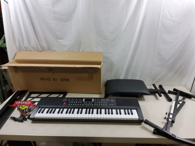Lot 7-123678 - Imgzar 61 Key electric keyboard with stand and stool.  Model BD-665