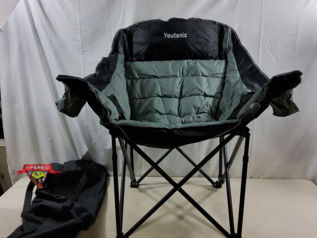 Lot 7-131288 - Youtanic Oversized Portable Folding Camping Chair with Side Pocket, Cup Holder and Carry Bag. 40.5''...