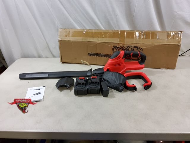 Lot 7-132818 - 24V Cordless hedge trimmer with (2) Batteries and charger. Tested - Powers on - blade moves.