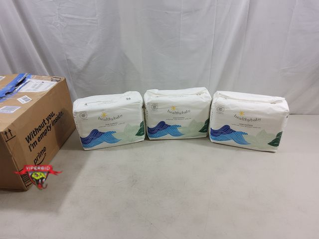 Lot 7-123361 - New! (3) Bags of 36 - Healthy baby diapers. EWG Certified. Made without 2800+ Chemicals. Size: 4 (22...