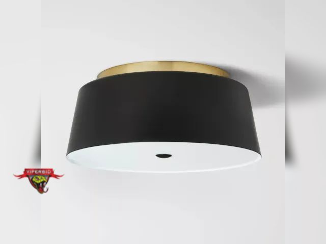 Lot 7-131641 - Semi Flushmount Ceiling Light Black/Gold. Dimensions (Overall): 6 Inches (H) x 14 Inches (W) x 14 In...