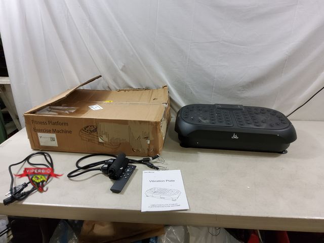 Lot 7-133125 - Vibration plate fitness platform exercise machine with bands and remote. Tested.
