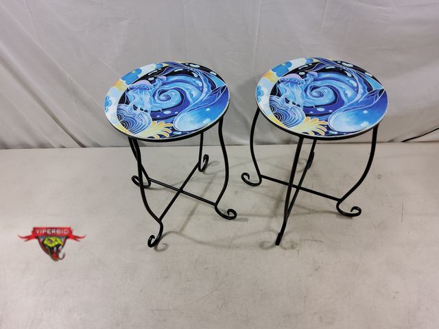 Lot 7-133302 - Set of 2 - 10" Dia. X 15"H. Lightweight plant stands.