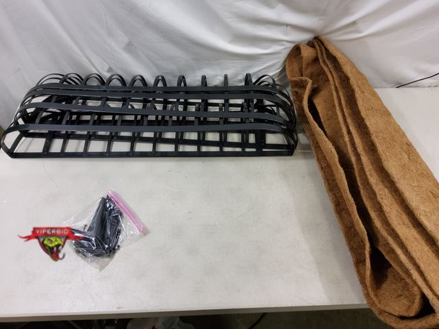 Lot 7-130751 - (4) Metal mounted wall planters with coco liner. 35-3/4"L X 6-1/2" X 6-3/4"H.