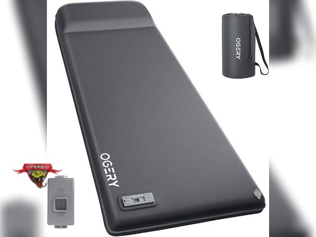 Lot 7-134804 - Ogery Single Foam Inflatable Mattress Pad with Electric Pump. Size Single.