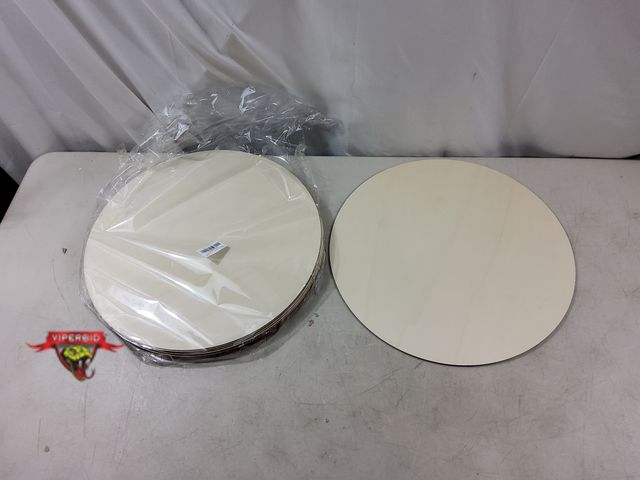 Lot 7-134205 - New! (12) 17-3/4" Dia. Wood circles for Door Hangers, Laser Projects, Sign Making, Wood Burning, Pai...