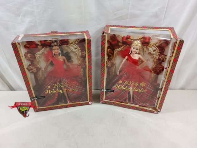 Lot 7-123597 - New - Damaged boxes. (2) 2024 Holiday Barbies.